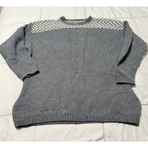 Fisherman Out of Ireland Merino Wool Alpaca Sweater Made in Donegal Gray Men's L